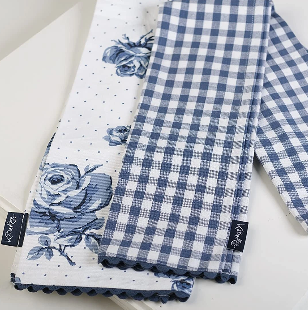 Daisy with Butterflies Jacquard Luxury Woven Kitchen Tea Towels - Dark Blue  – Crystal Arrow Jacquard Tea Towels