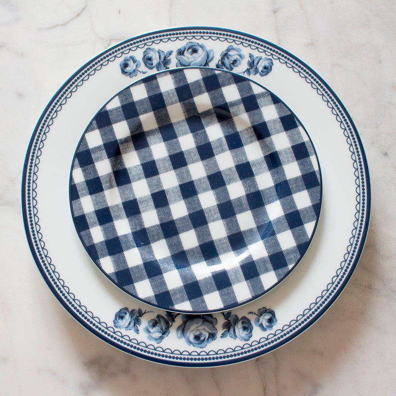 6Pcs Katie Alice Vintage Indigo Gingham Side Plate