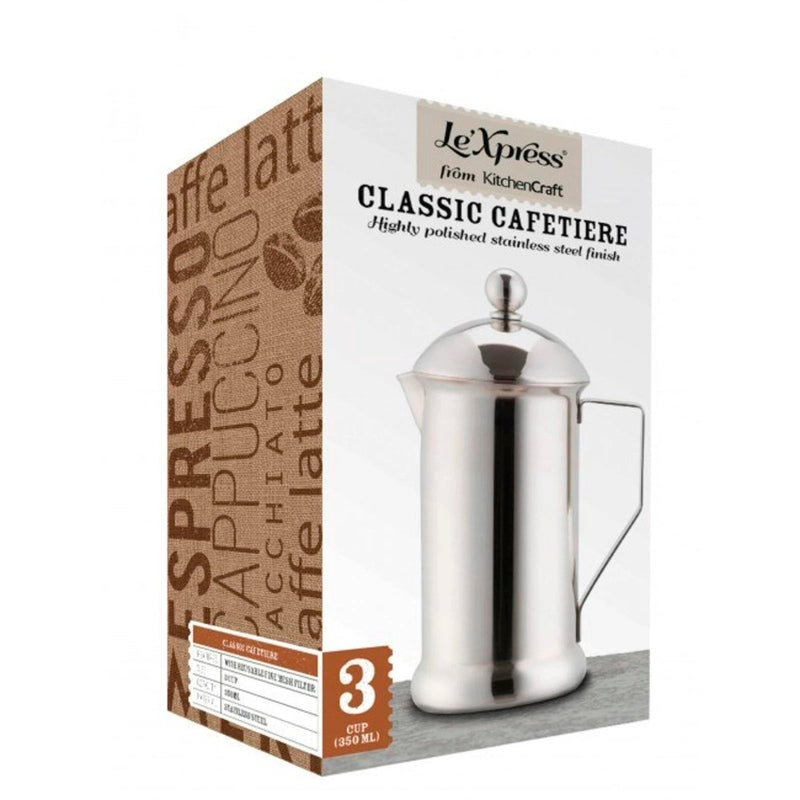 Le’Xpress 3 Cup Single Walled Stainless Steel Cafetiere