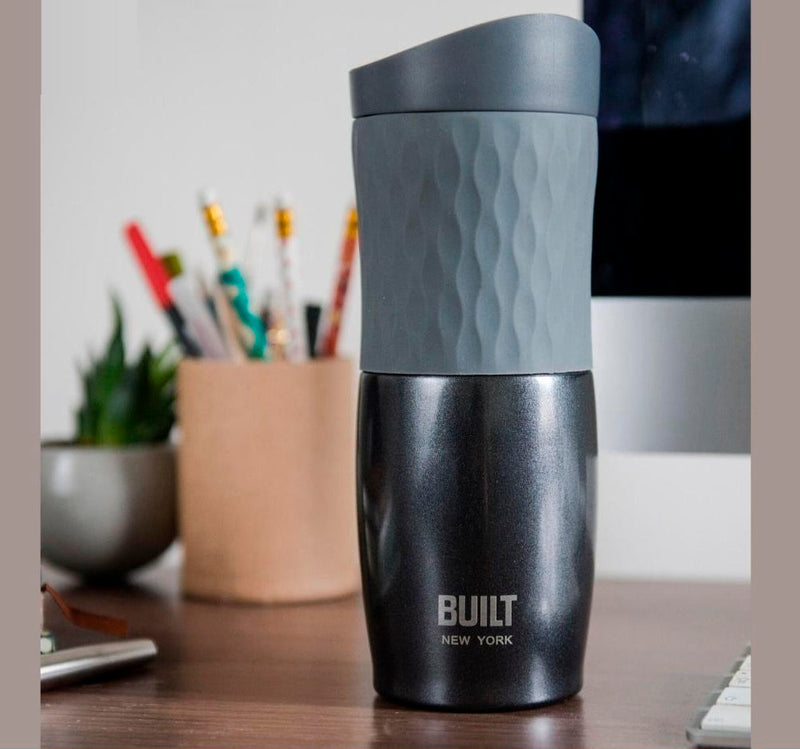 Built 470ml Tilt Stainless Steel Travel Mug Charcoal And Grey