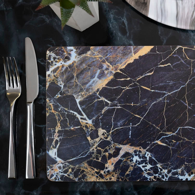 30 x 23 cm Creative Tops Navy Marble Pack Of 4 Large Premium Placemats