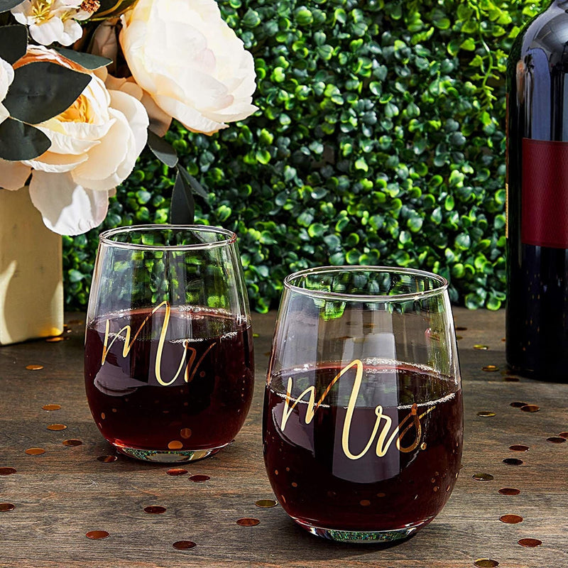 AVA MR/MRS WINE GLASS SET OF 2