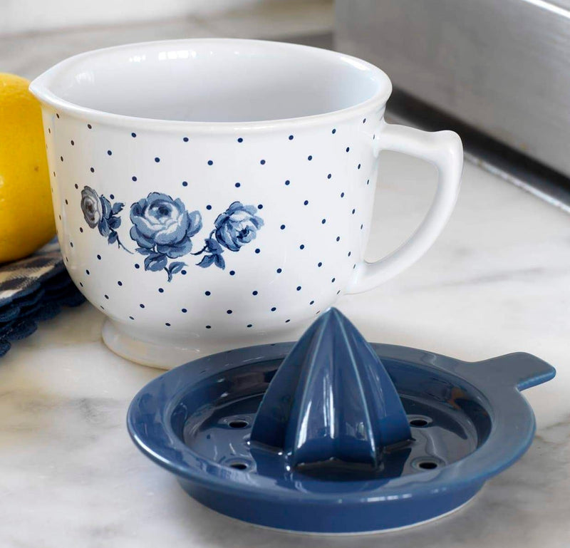 Katie Alice Vintage Indigo Ceramic Lemon Juicer with Jug