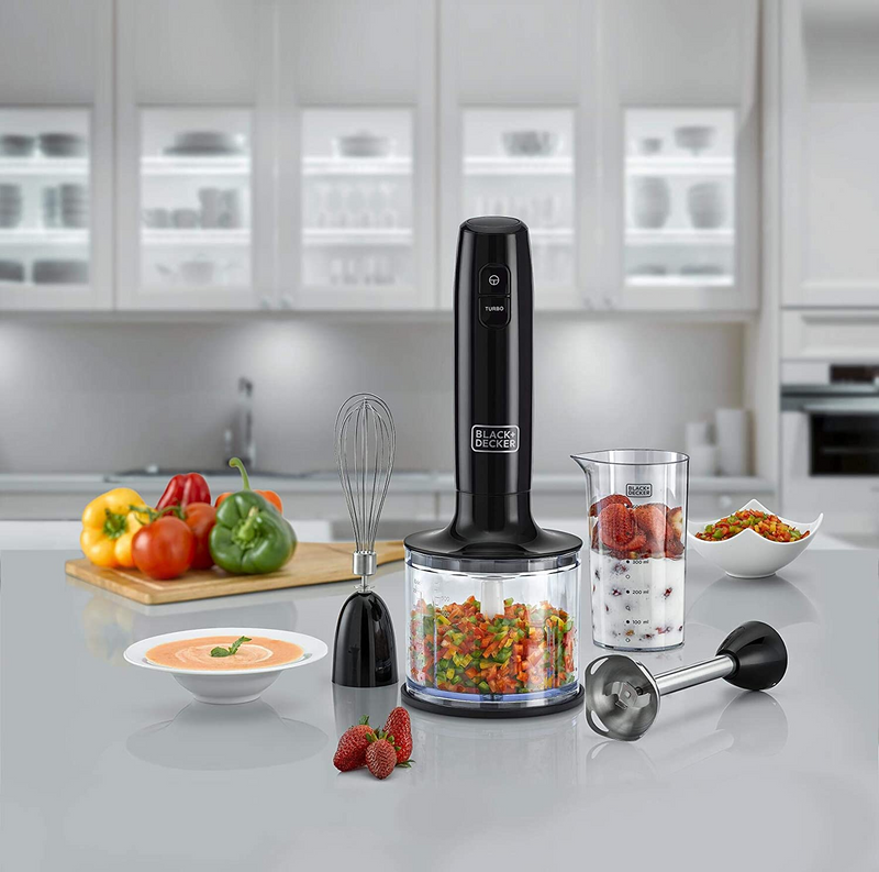600W 3-in-1 Hand Blender with Chopper, Black