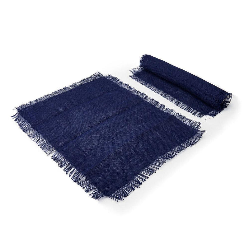 Mikasa Jute Rectangular Placemats – Navy (45 × 35 cm, Set of 2)