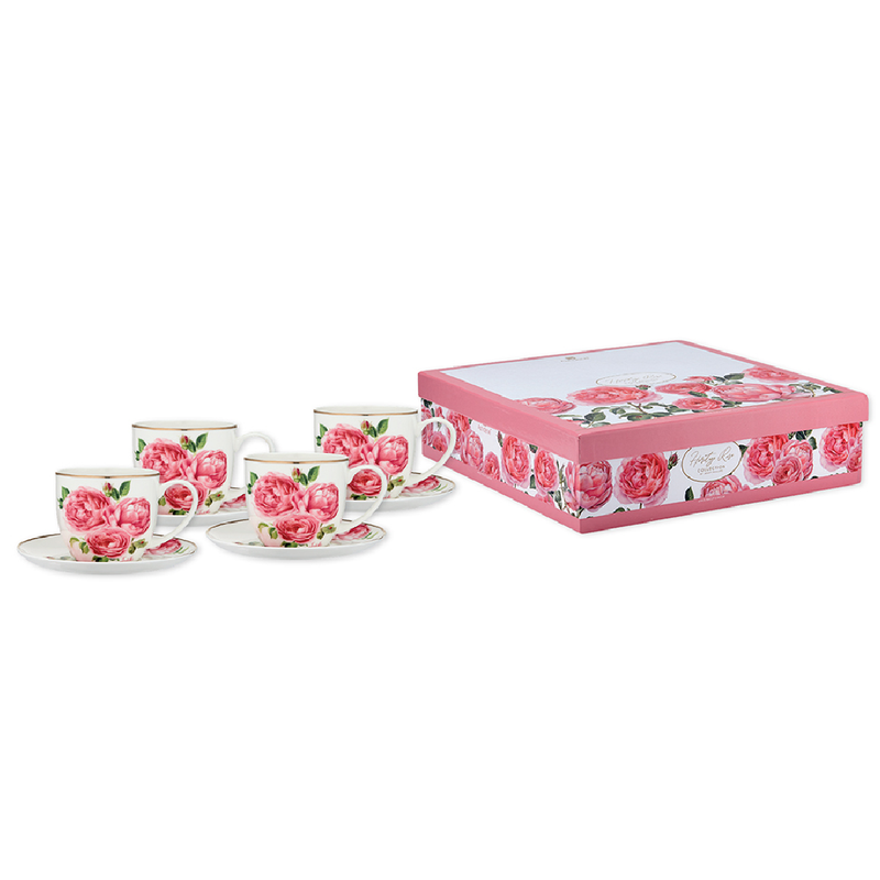 Heritage Rose Cup & Saucer Set Of 4