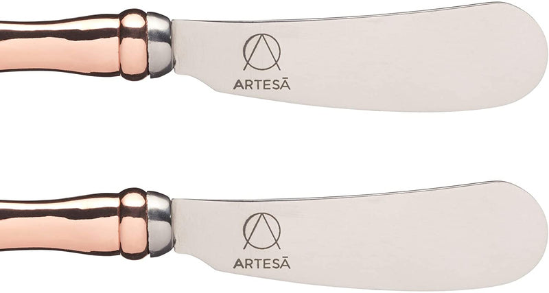 MasterClass ARTBUTKNPK4 Artesà Butter Knife Set with Rose Gold-Effect Handles-12 cm (Pack of 4), Stainless Steel, Multi/Colour, 0.3 x 1.7 x 12 cm