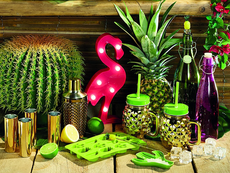 BarCraft Tropical Chic Novelty Silicone Ice Cube Tray, 22 x 13 cm (8.5" x 5") - Green