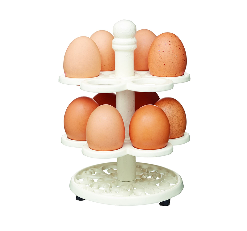KITCHENCRAFT CIEGGSTDCRE Cast Iron Egg Holder, 14x20cm, Tagged