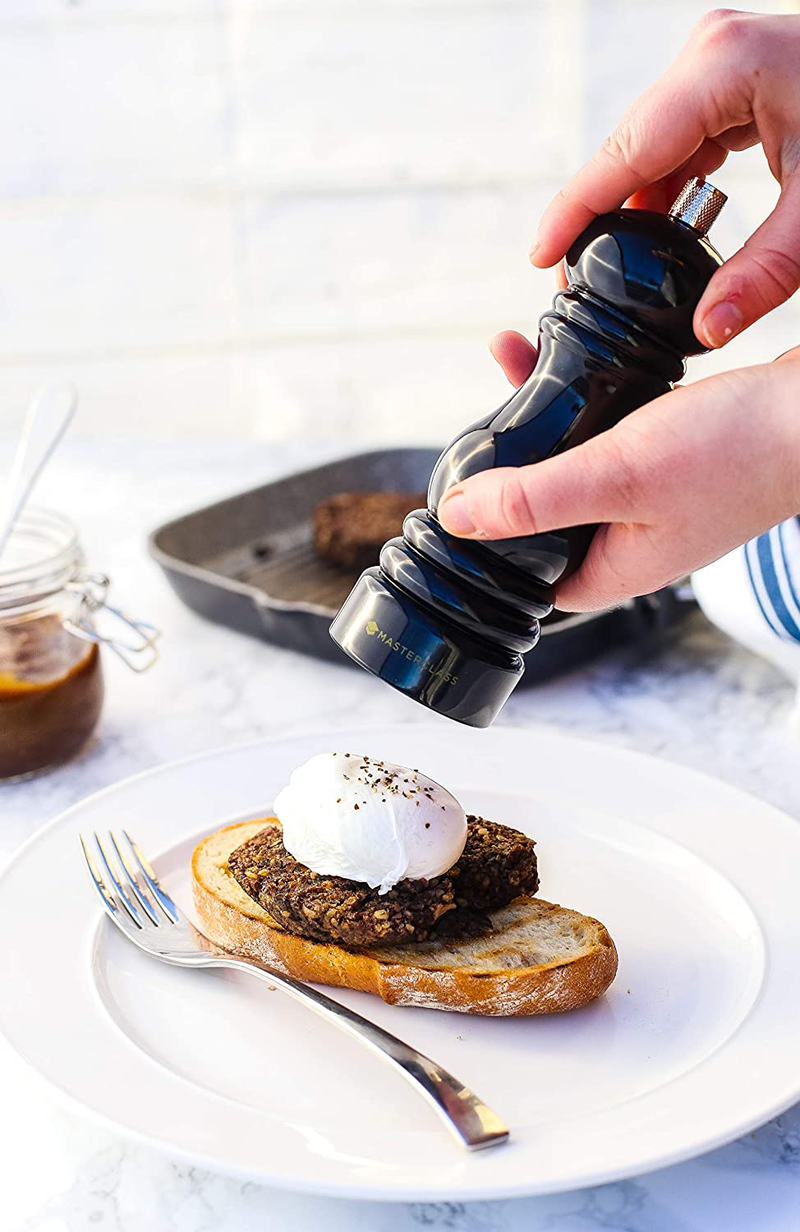 MasterClass Pepper Mill or Salt Grinder with Interchangeable Cap, Plastic, Black,