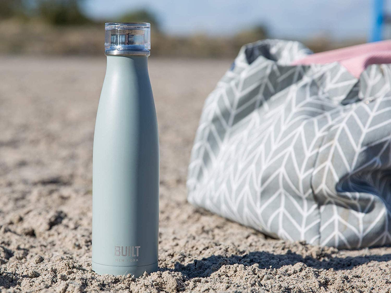 BUILT Insulated Water Bottle/Thermal Flask with Leakproof Cap, Stainless Steel, Storm Grey, 480 ml