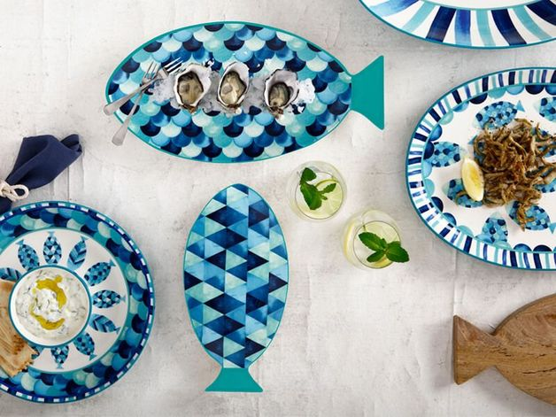 Maxwell & Williams Reef Coupe Bowl 18cm Blue Triangles