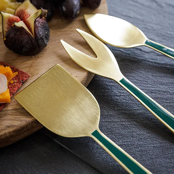 Artesa Enamel Cheese Knife Set – Green (3-Piece)