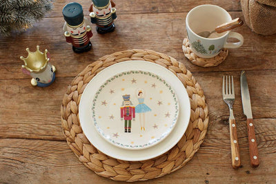 KitchenCraft The Nutcracker Collection Ceramic Christmas Plates Set - Sugar Plum Fairy Design - Set of 4