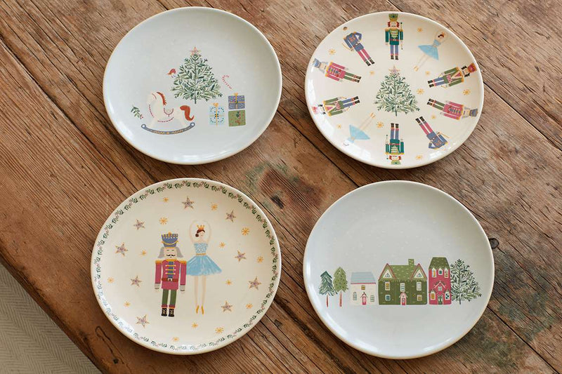KitchenCraft The Nutcracker Collection Ceramic Christmas Plates Set - Sugar Plum Fairy Design - Set of 4