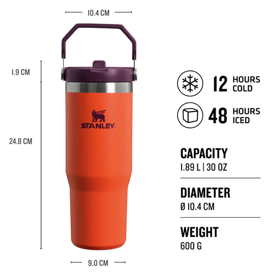 The IceFlow™ Flip Straw Tumbler 0.89L / 30oz - Tigerlily