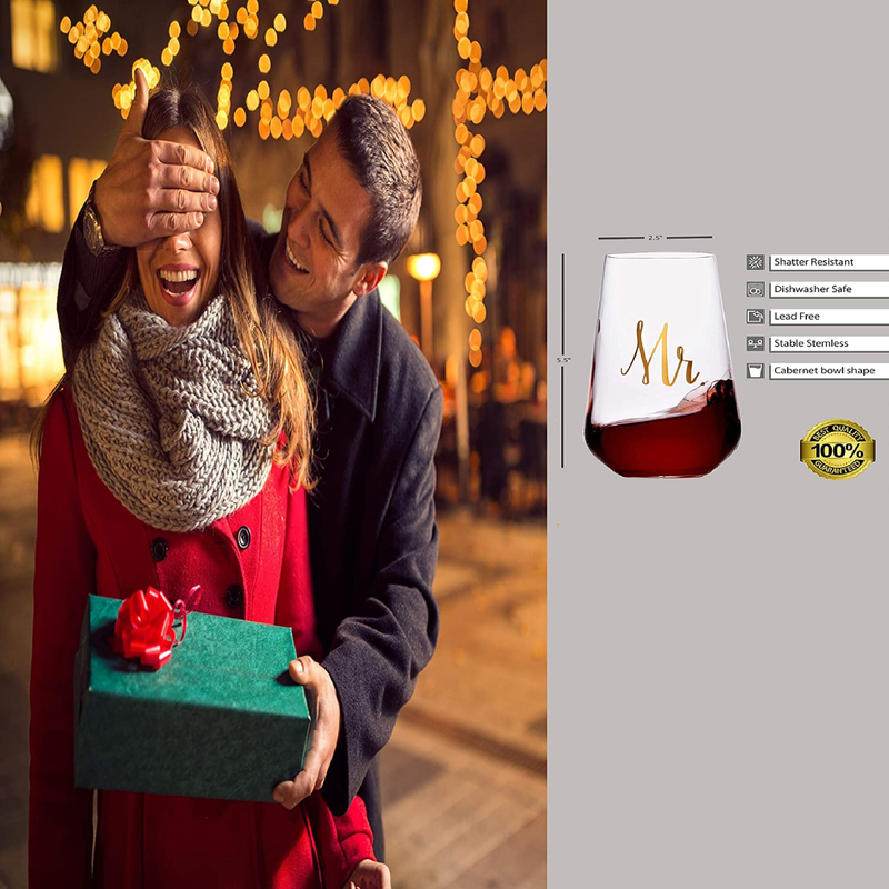 AVA MR/MRS WINE GLASS SET OF 2