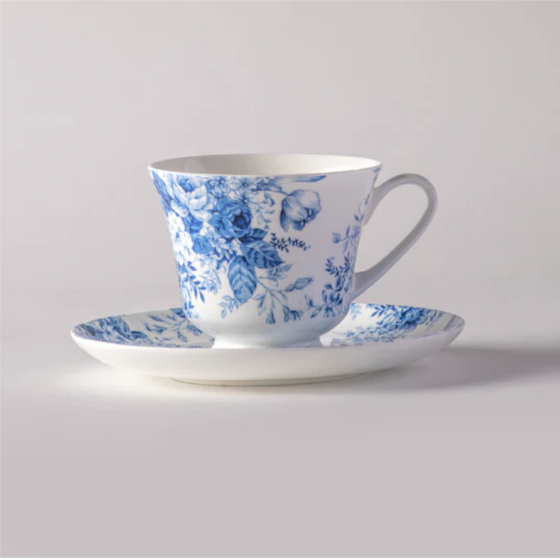 PROVINCIAL GARDEN WHITE CUP & SAUCER SET OF 4
