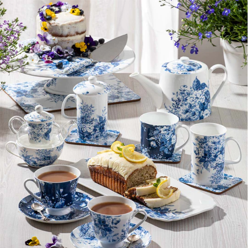 PROVINCIAL GARDEN WHITE CUP & SAUCER SET OF 4