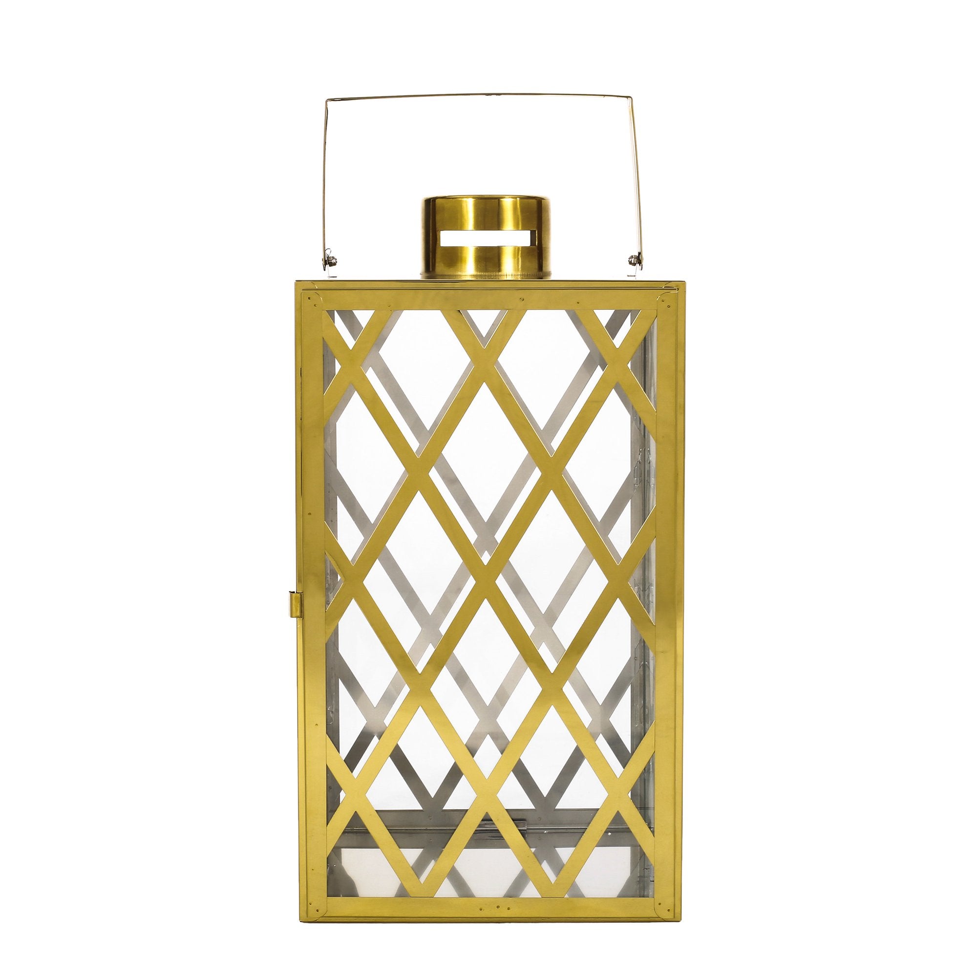 Stainless Steel Outdoor Lantern, Gold