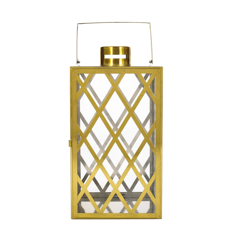 Stainless Steel Outdoor Lantern, Gold
