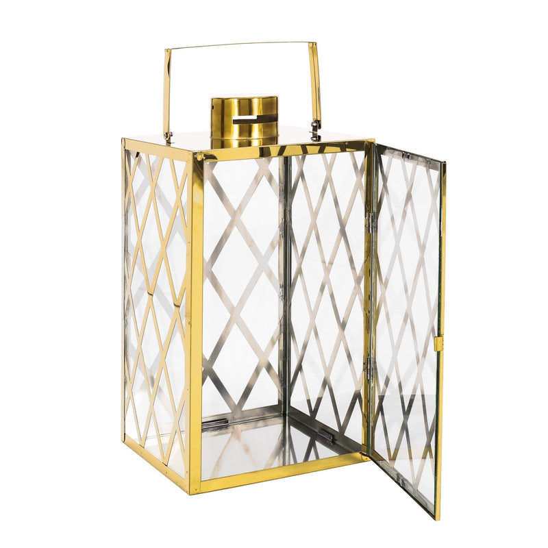 Stainless Steel Outdoor Lantern, Gold