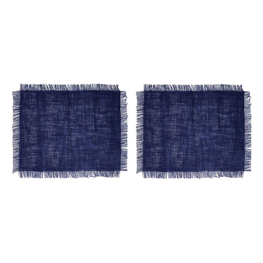 Mikasa Jute Rectangular Placemats – Navy (45 × 35 cm, Set of 2)