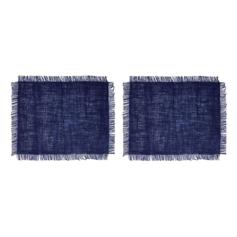 Mikasa Jute Rectangular Placemats – Navy (45 × 35 cm, Set of 2)