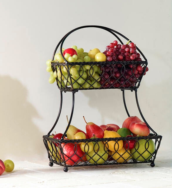 Mikasa Gourmet 2 Tier Flatback Basket Loop And Lattice Wire