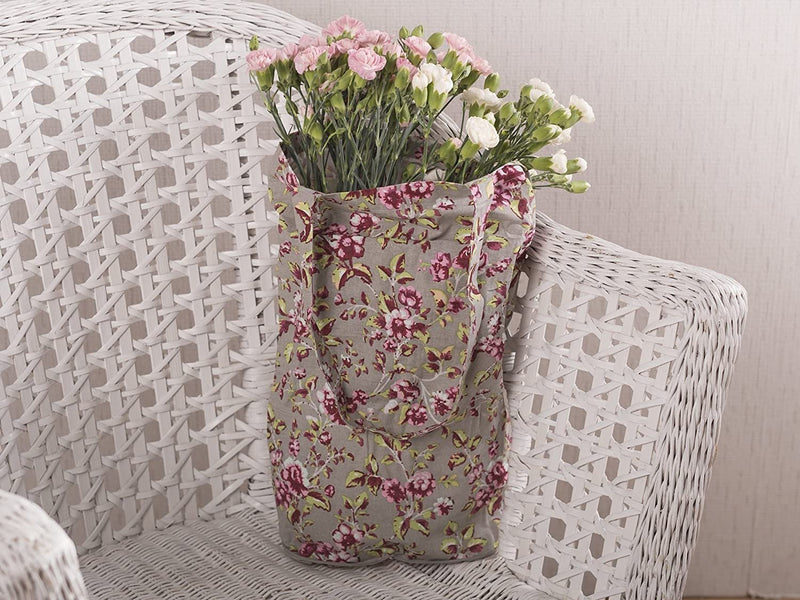 KA DITSY FLORAL COTTON FOLDAWAY BAG GREY