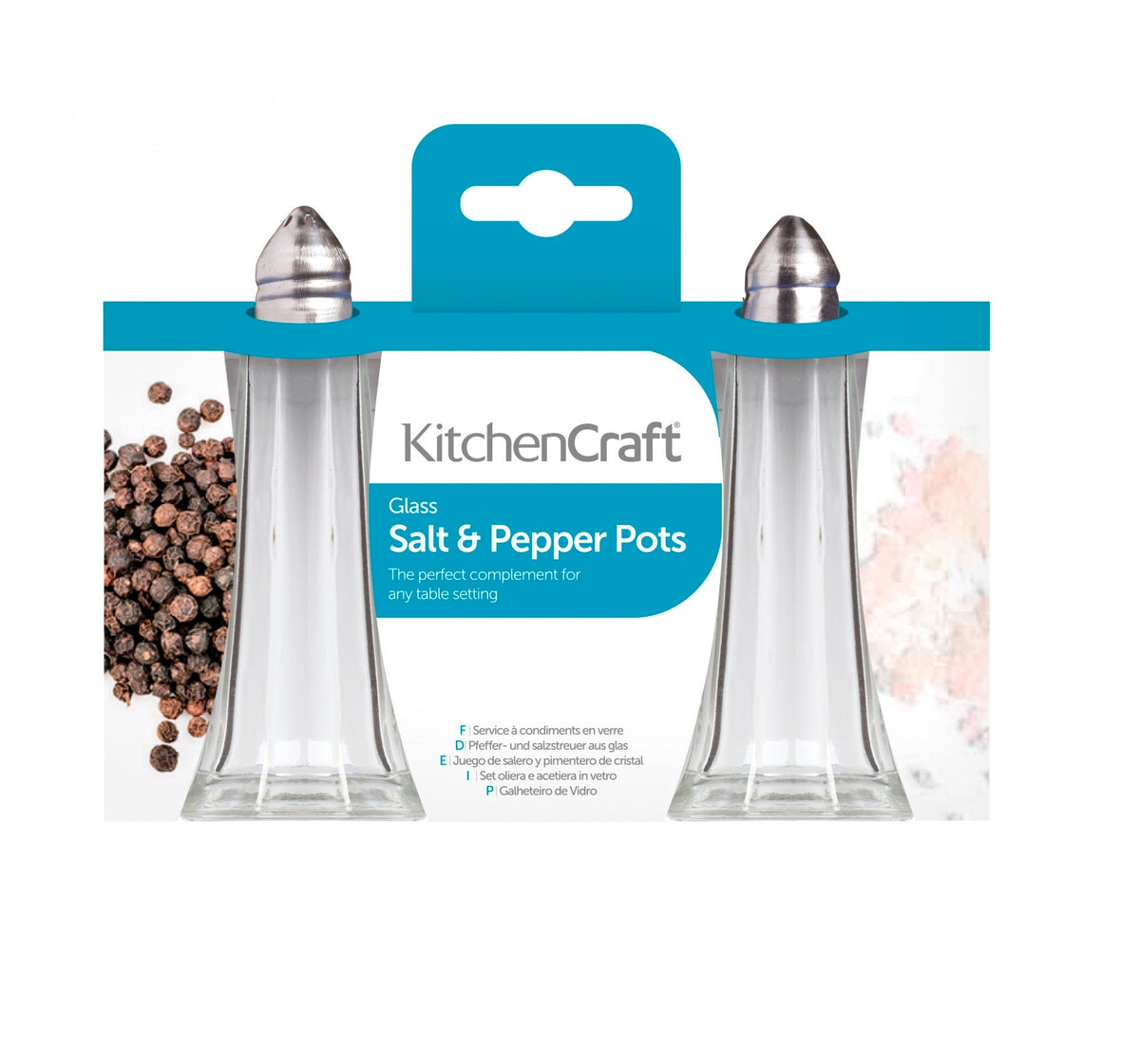KitchenCraft Set of 2 Glass Salt and Pepper Shakers