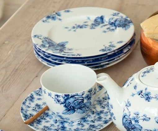 Taldrik portselan 19cm 'hampton white and blue flower' Mikasa
