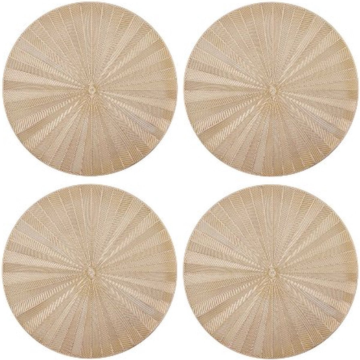 Mikasa Round Faux-Leather Placemats – Set of 4 (38 cm, Gold)