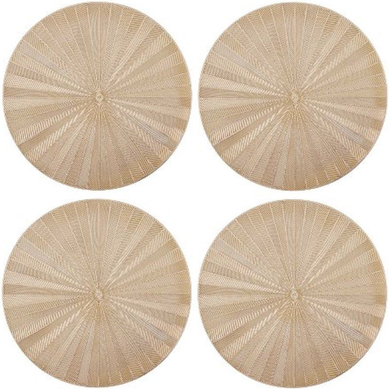 Mikasa Round Faux-Leather Placemats – Set of 4 (38 cm, Gold)