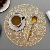 Mikasa Round Faux-Leather Placemats – Set of 4 (38 cm, Gold)