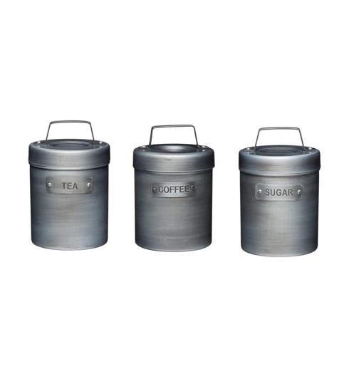 IND SET(COFFEE ,SUGAR &TEA  CANISTER) 11X16CM STEEL
