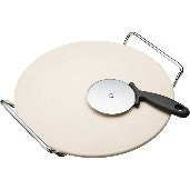 World of Flavours Italian Pizza Stone Set – 32 cm Stone with Stand & Cutter