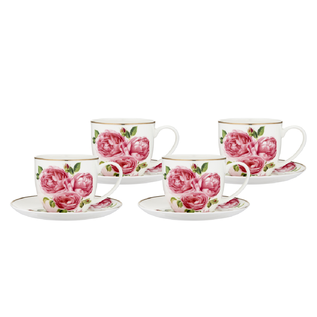 Heritage Rose Cup & Saucer Set Of 4