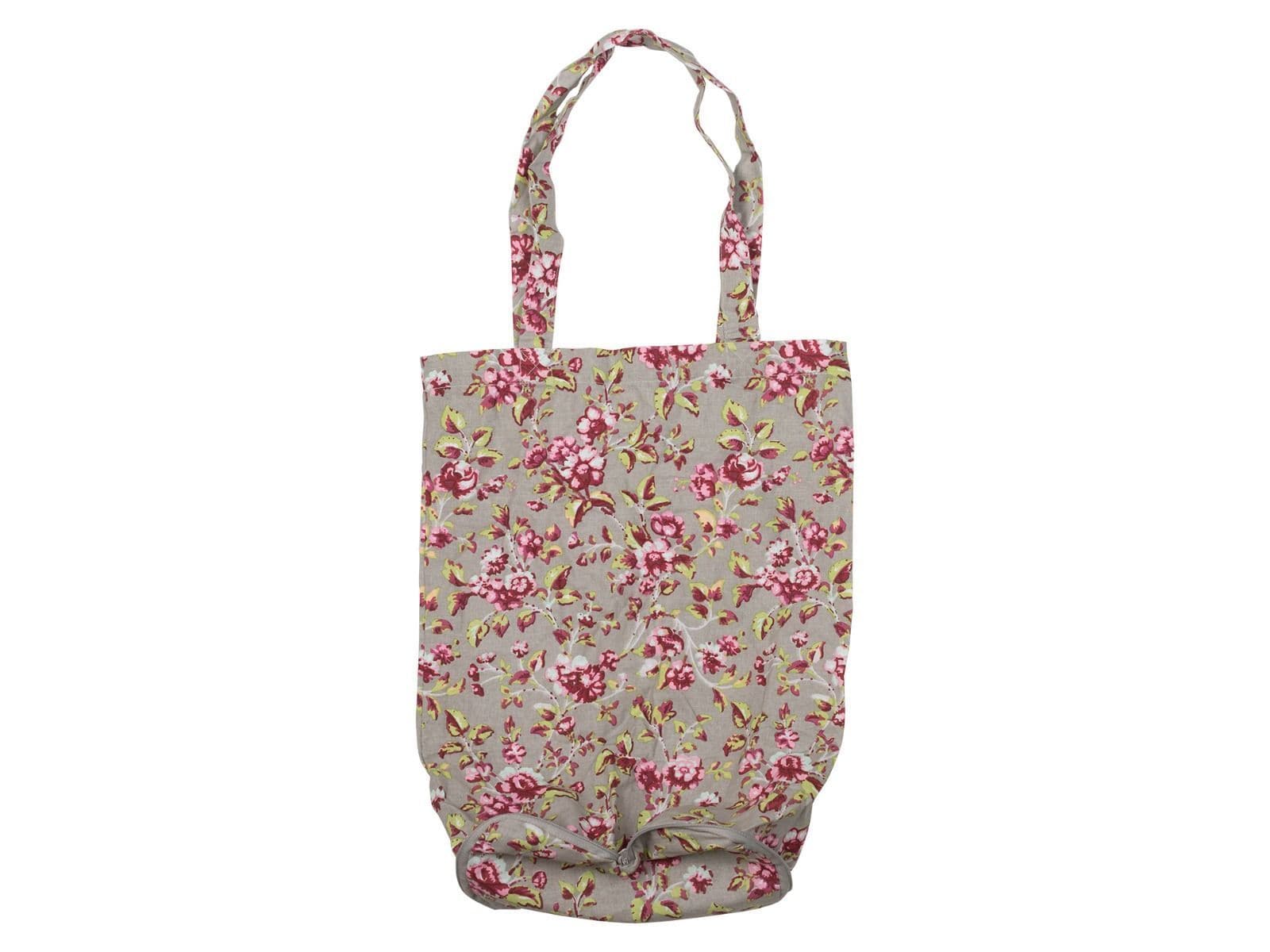KA DITSY FLORAL COTTON FOLDAWAY BAG GREY