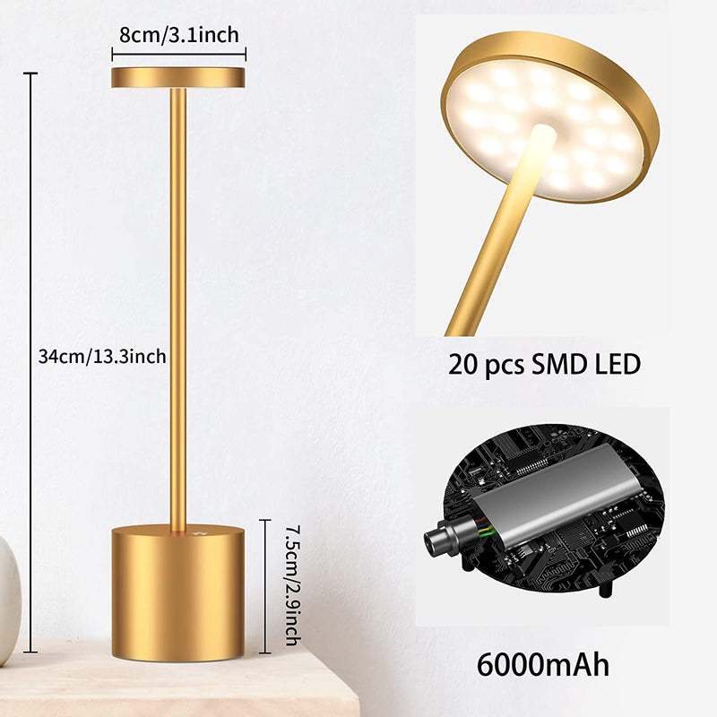 USB RECHARGEABLE BATTERY DESK LAMP ALUMINIUM LED CORDLESS