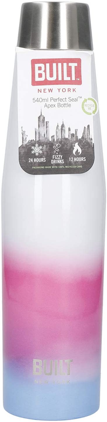 Built Apex Insulated Water Bottle with Leakproof Perfect Seal Lid, Sweatproof 100% Reusable BPA Free 18/8 Stainless Steel Flask, 'Interactive' Design, 540 ml