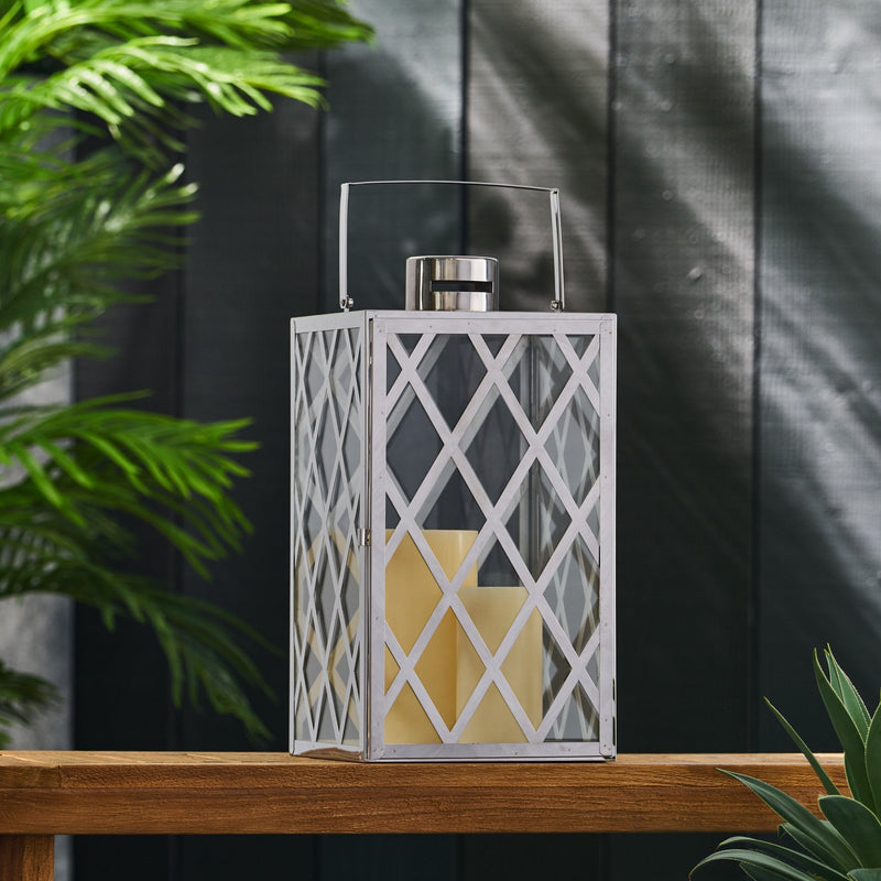 Stainless Steel Outdoor Lantern, Silver