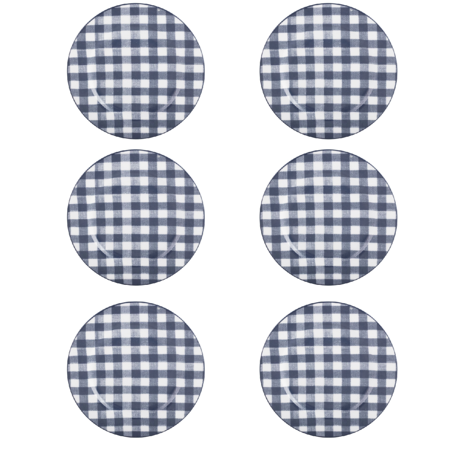 6Pcs Katie Alice Vintage Indigo Gingham Side Plate