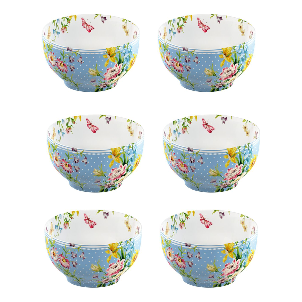 1pcs English Garden Blue Spot Cereal Bowl