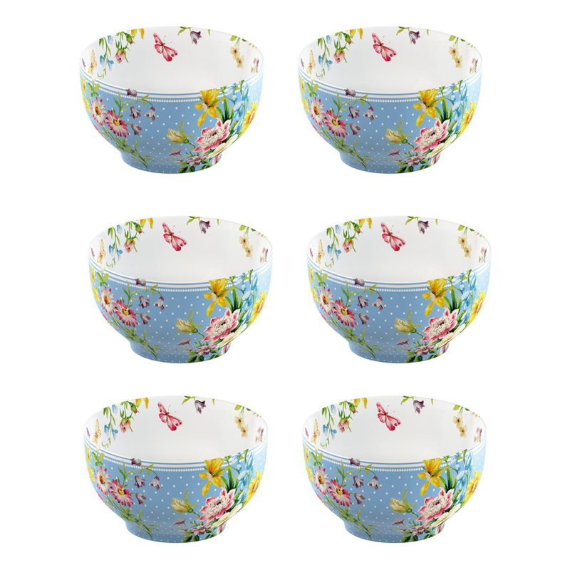 1pcs English Garden Blue Spot Cereal Bowl