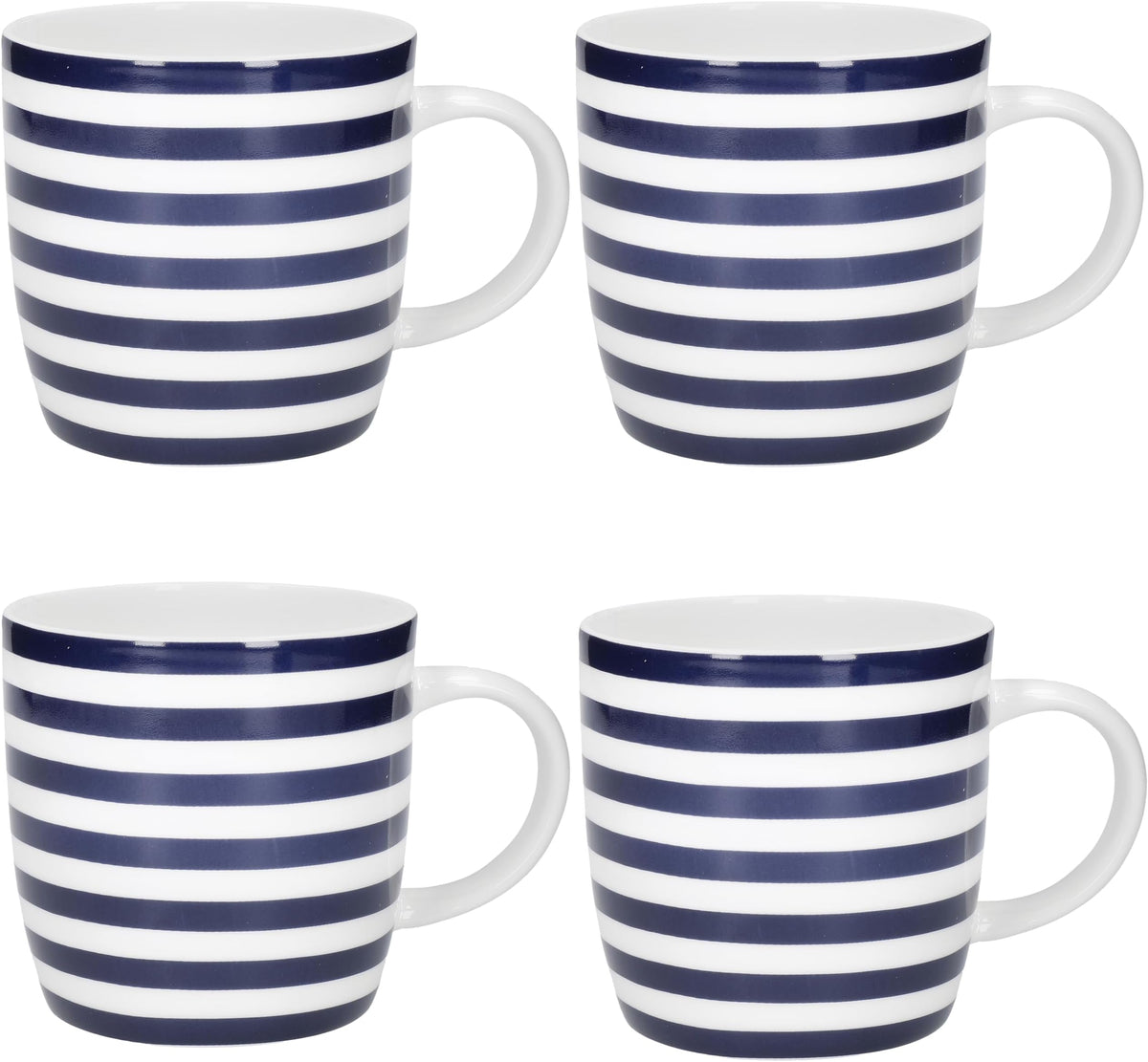 KitchenCraft Set of 4 Blue and White Striped Coffee Mugs