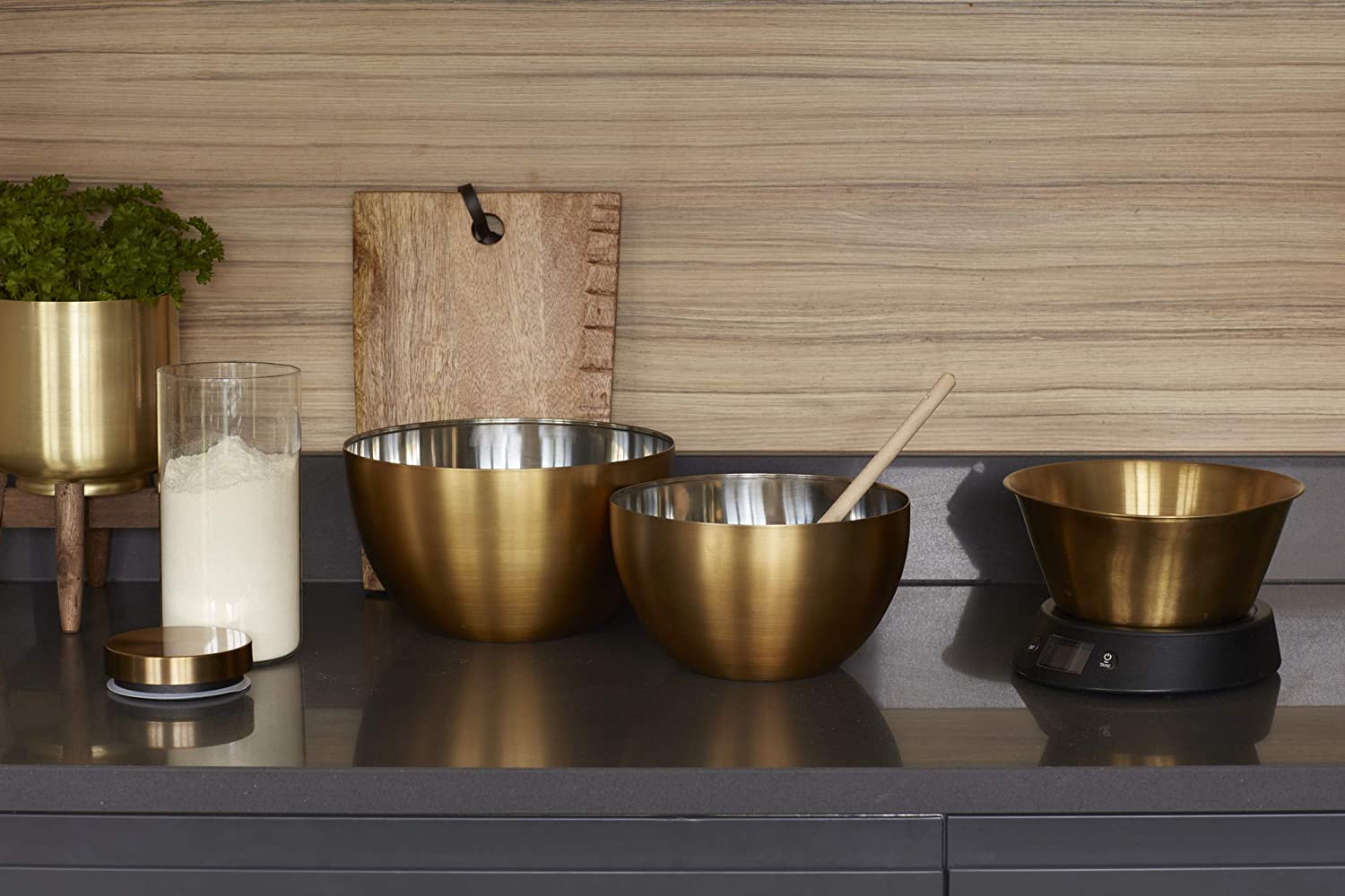 MasterClass 21 cm Stainless Steel Salad Bowl/ Fruit Bowl/ Serving Bowl, Brass Effect
