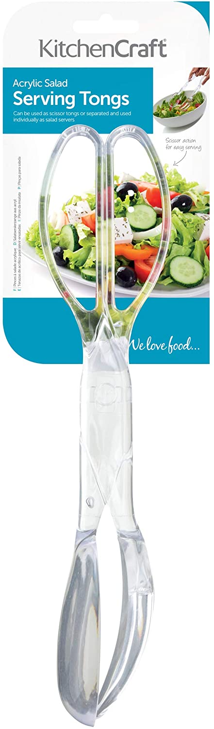 KitchenCraft KCSALTONGS Salad Tongs, Scissor Style Plastic Salad Server Set, 29 cm