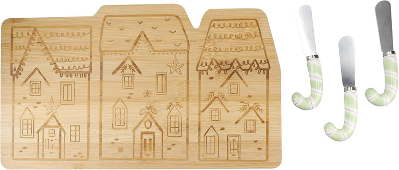 KitchenCraft The Nutcracker Collection Bamboo Cheese Board & Knife Set - 4-Piece