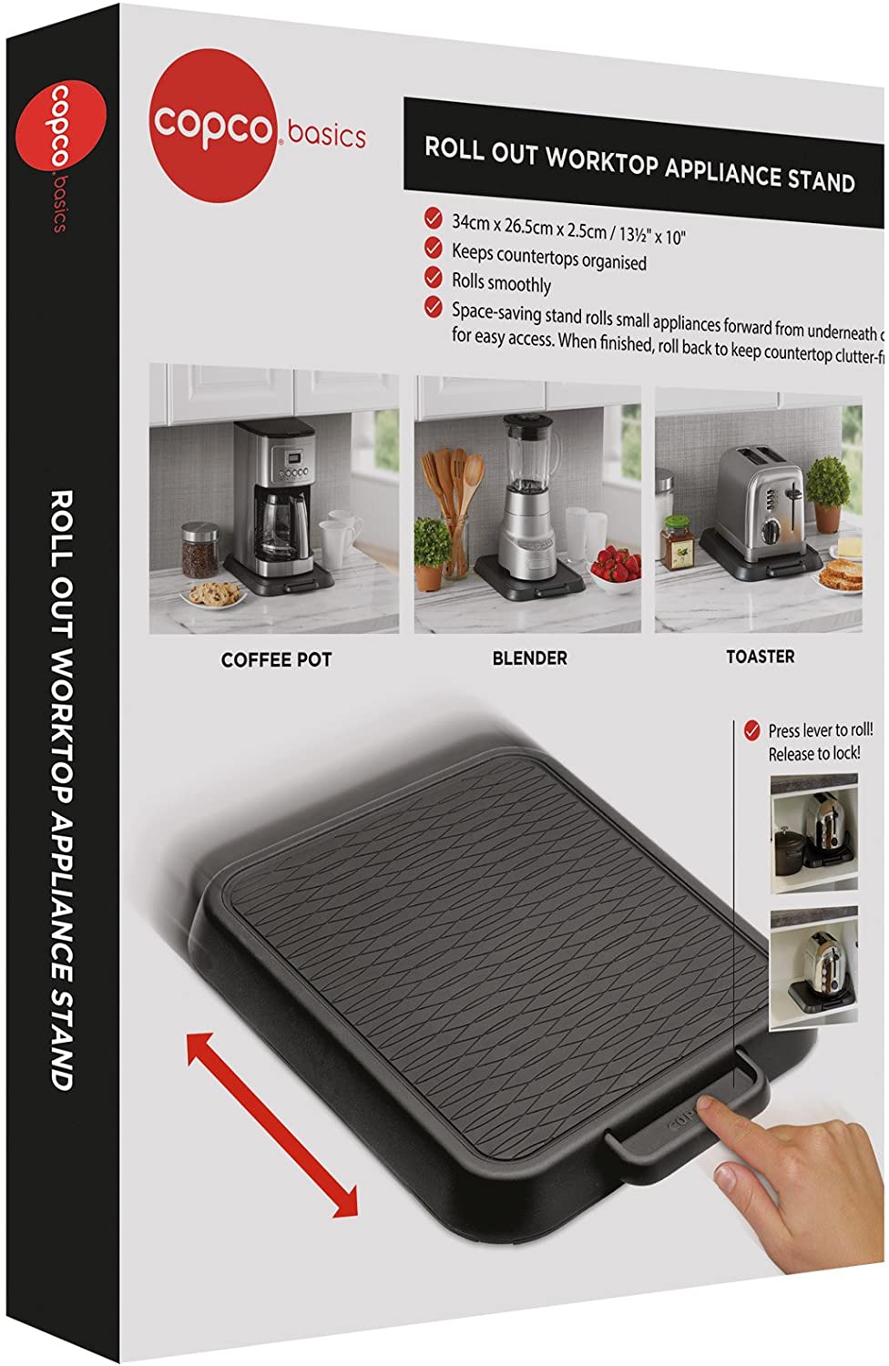Copco Roll Out Worktop Appliance Stand, 34x26.5cm, Display Boxed